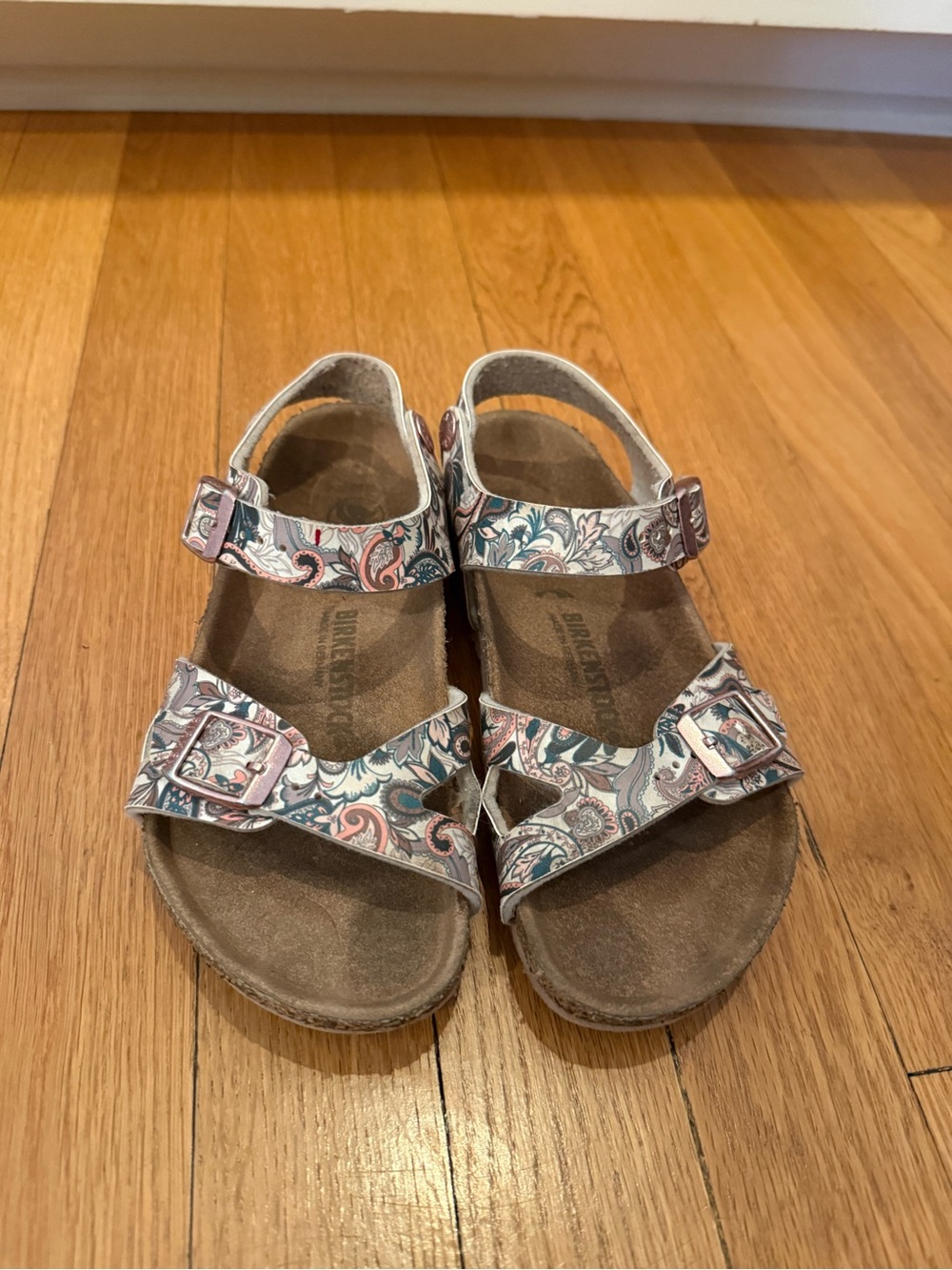 Birkenstock Kids Paisley Sandals in Pink and Teal